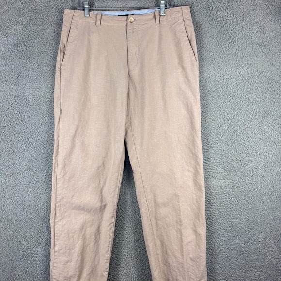 Banana Republic Pants Mens 34x30 Beige Modern Relaxed Fit Linen Cotton Blend - Picture 1 of 16